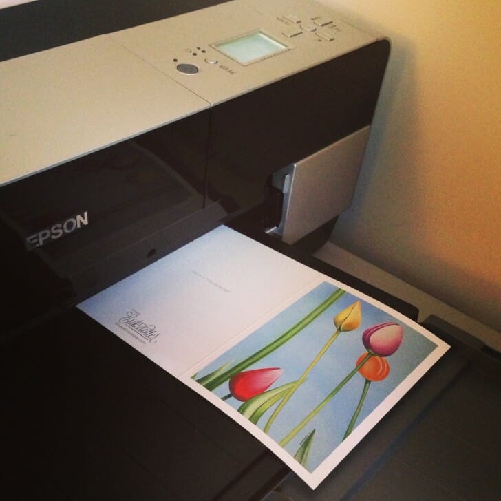 First notecard is printing