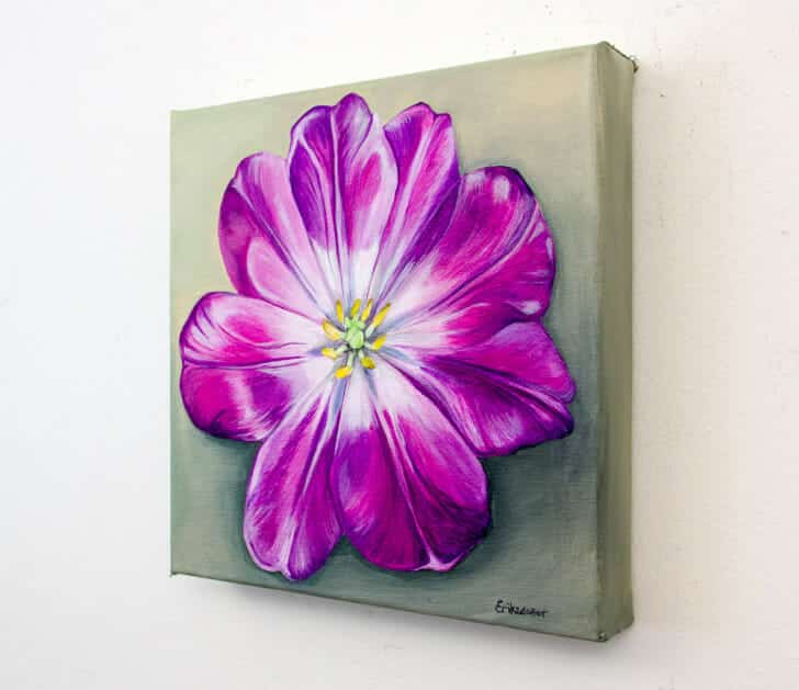 Unfolding Tulip - original painting - Spring Art Auction 2013.