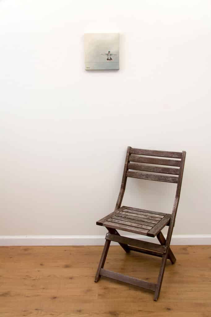 Hummingbird Landing - Spring Art Auction 2013 - original painting, with chair