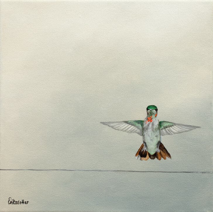 Hummingbird Landing - Spring Art Auction 2013 - original painting