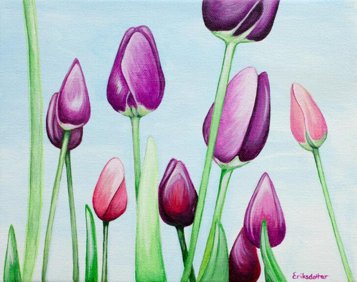 Field of Purple Tulips - Spring Art Auction 2013, front