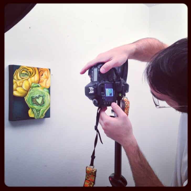 Casey Collings photographing Yellow Ranunculus