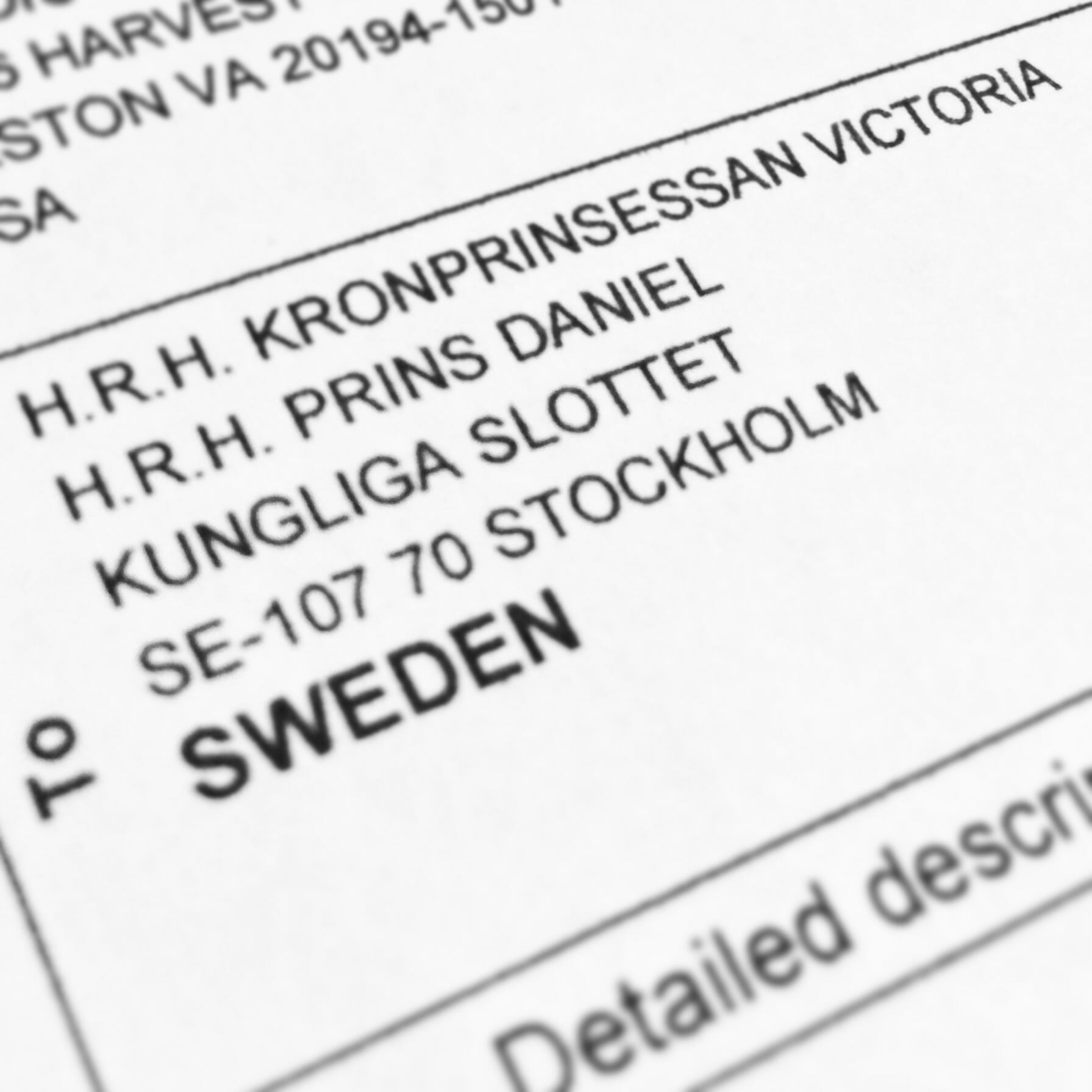 Shipment to the Swedish Royal Court