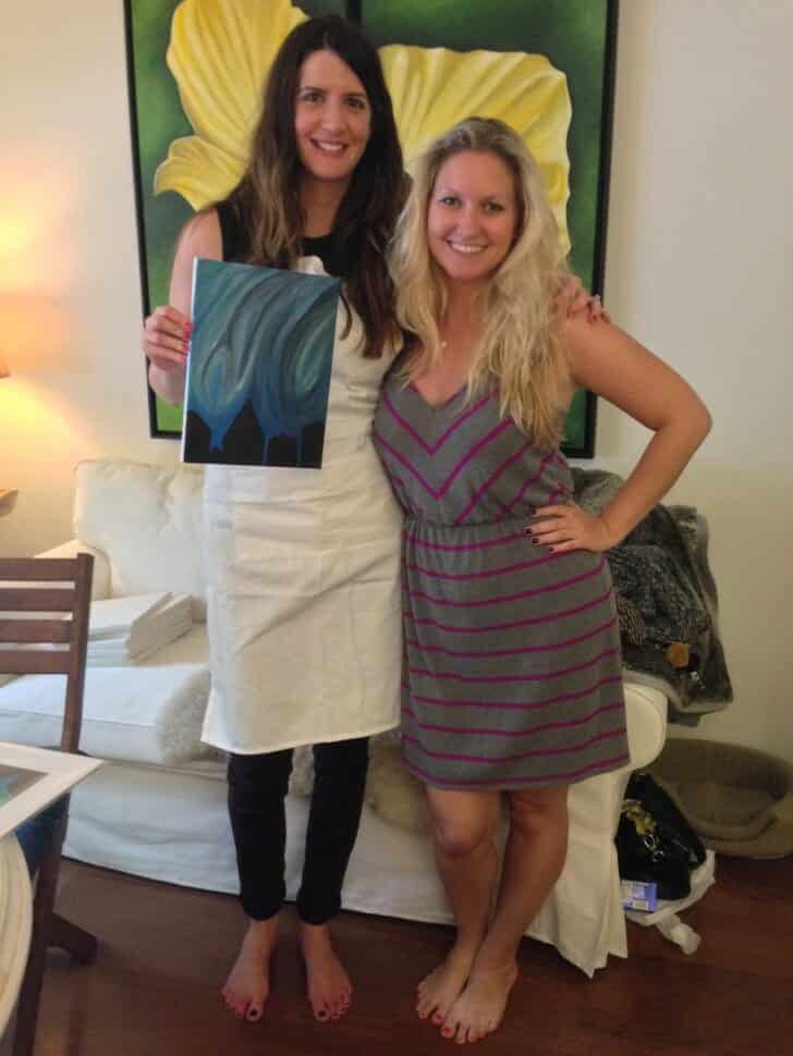 Sara and Erica during Cocktails & Canvases, Painting Event, October 5, 2013