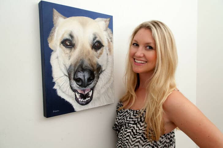 Erica Eriksdotter with one of her pet portraits