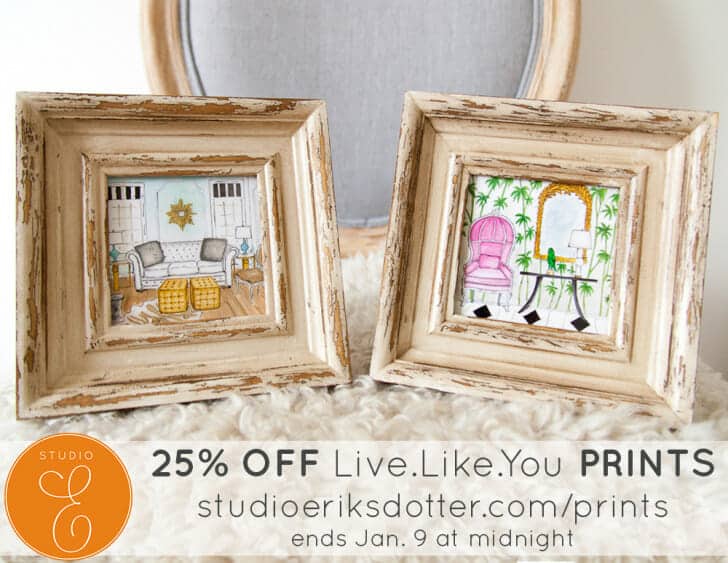 LiveLikeYou Prints - rendering and design by Jill Sorensen and watercoloring by Erica Eriksdotter - 25% OFF