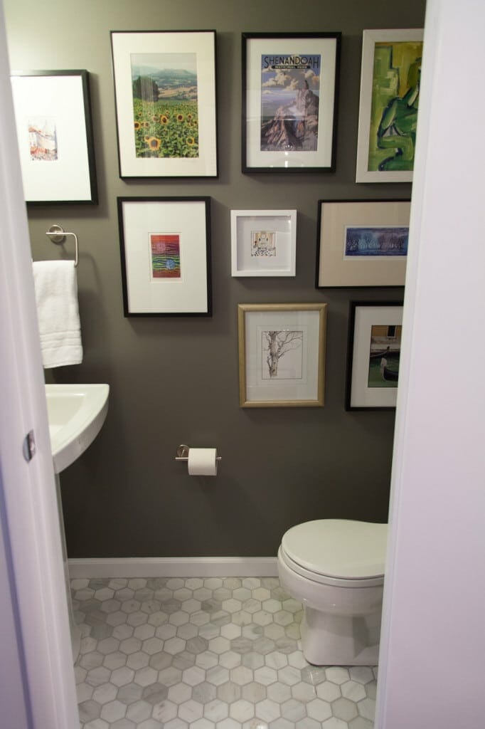 Powder room - After with gallery wall